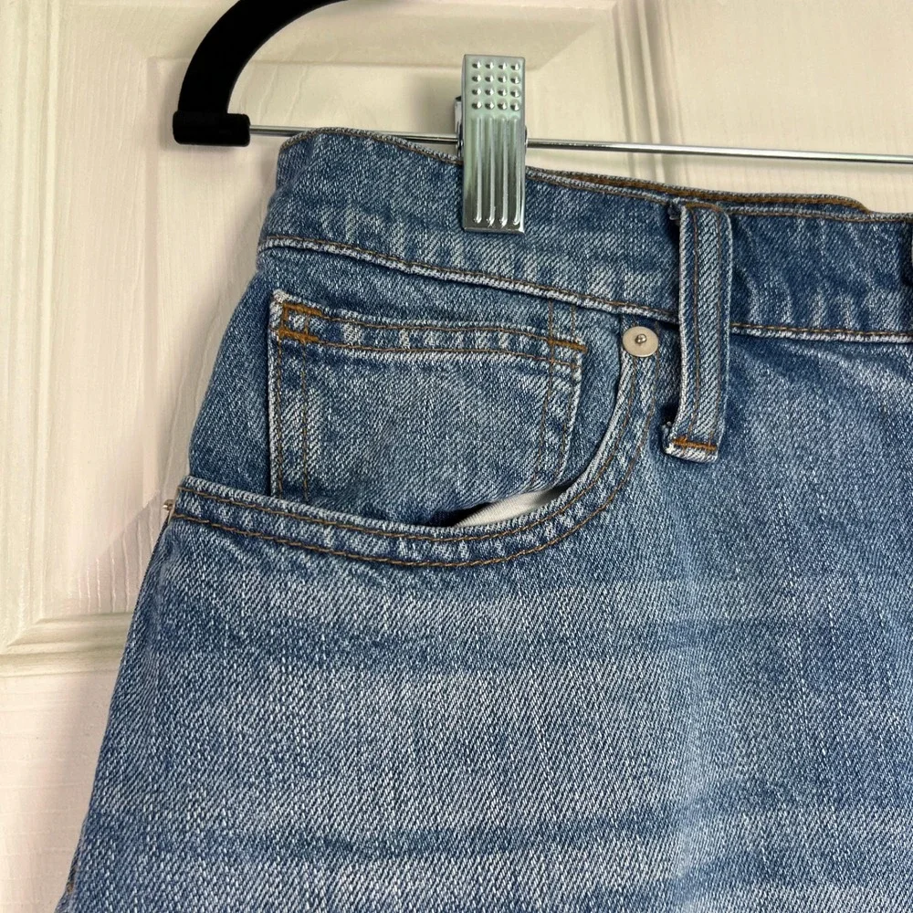 Madewell Womens 27 Blue Denim Mini Skirt Raw Hem 100% Cotton Minimalist y2k 90s